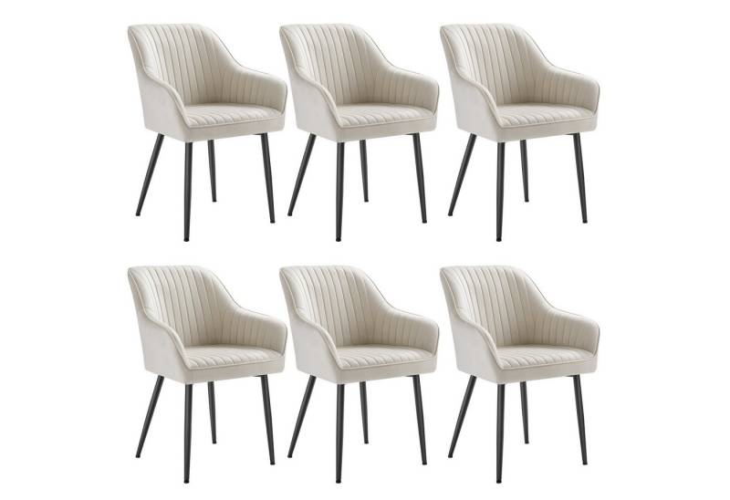 SONGMICS Esszimmerstuhl (6 St), Polsterstuhl mit Metallbeine, Samt, für Schminktisch,6 er Set von SONGMICS