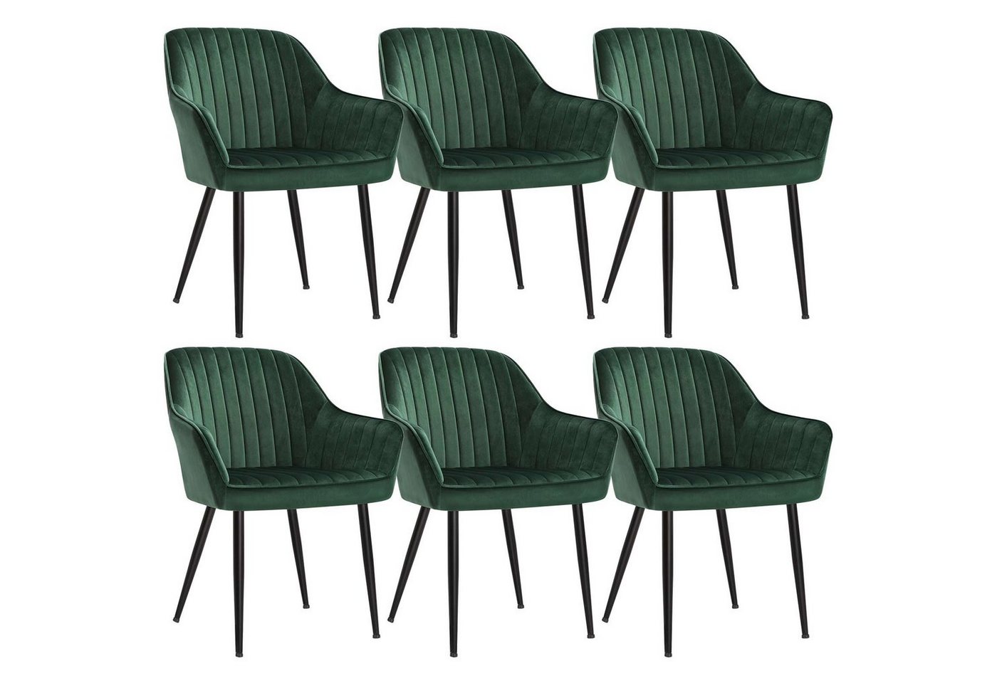 SONGMICS Esszimmerstuhl (6 St), Polsterstuhl mit Metallbeine, Samt, für Schminktisch,6 er Set von SONGMICS