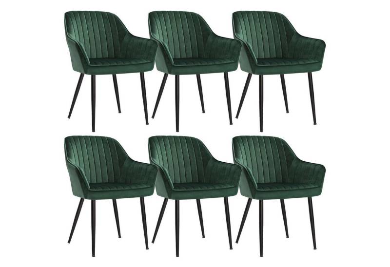 SONGMICS Esszimmerstuhl (6 St), Polsterstuhl mit Metallbeine, Samt, für Schminktisch,6 er Set von SONGMICS
