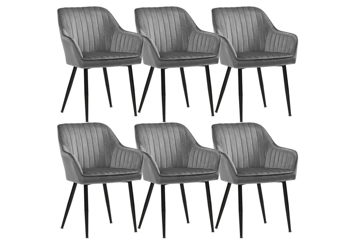 SONGMICS Esszimmerstuhl (6 St), Polsterstuhl mit Metallbeine, Samt, für Schminktisch,6 er Set von SONGMICS
