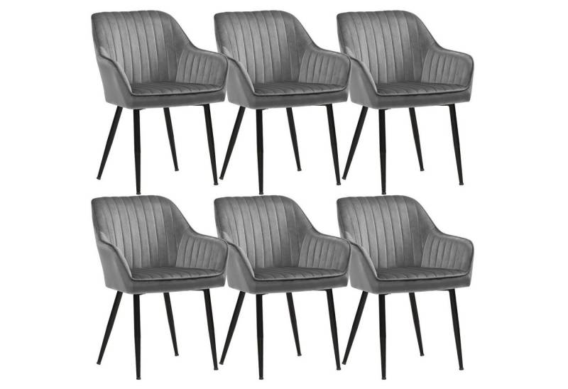 SONGMICS Esszimmerstuhl (6 St), Polsterstuhl mit Metallbeine, Samt, für Schminktisch,6 er Set von SONGMICS