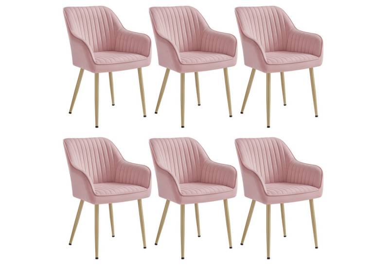 SONGMICS Esszimmerstuhl (6 St), Polsterstuhl mit Metallbeine, Samt, für Schminktisch,6 er Set von SONGMICS