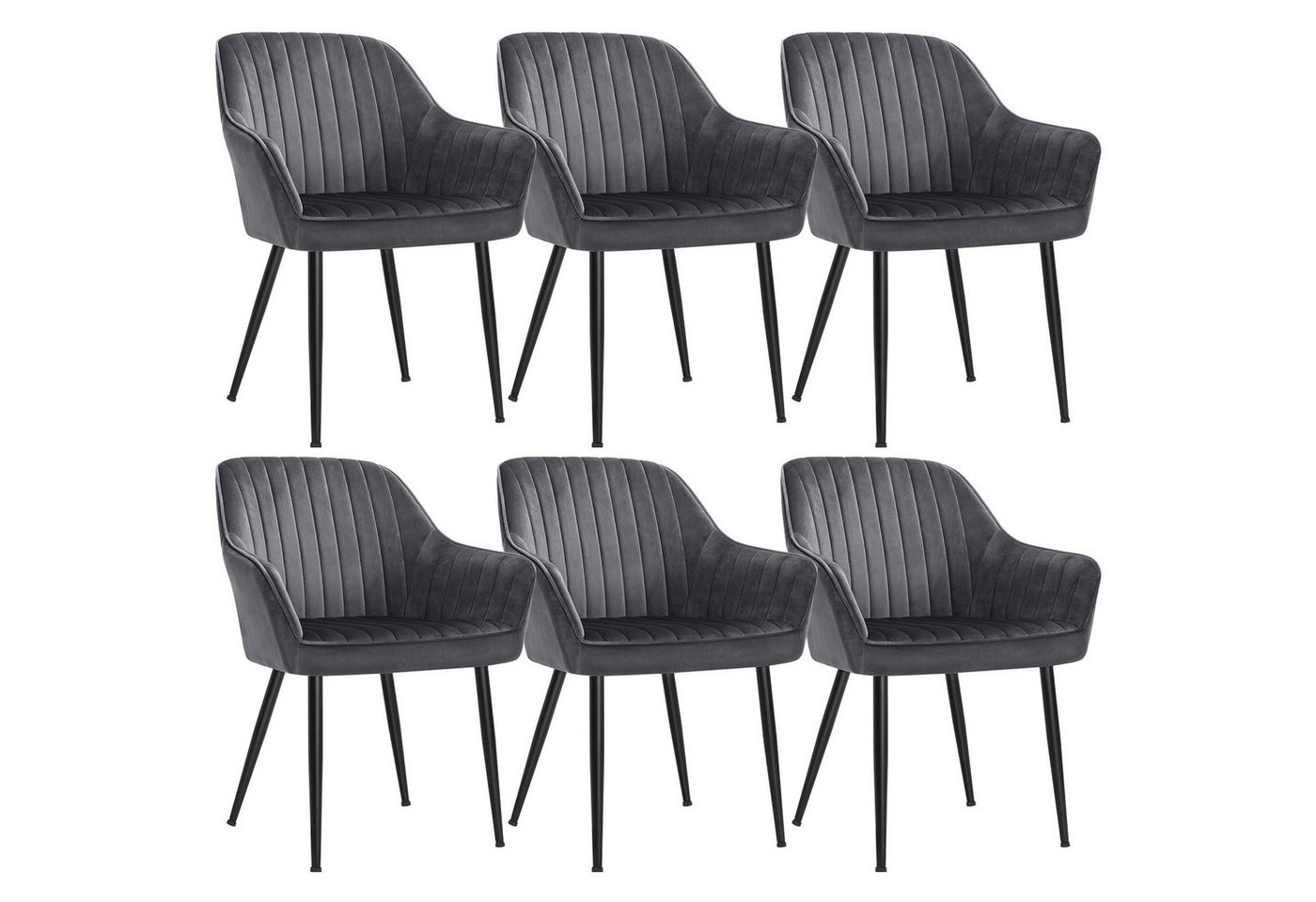 SONGMICS Esszimmerstuhl (6 St), Polsterstuhl mit Metallbeine, Samt, für Schminktisch,6 er Set von SONGMICS