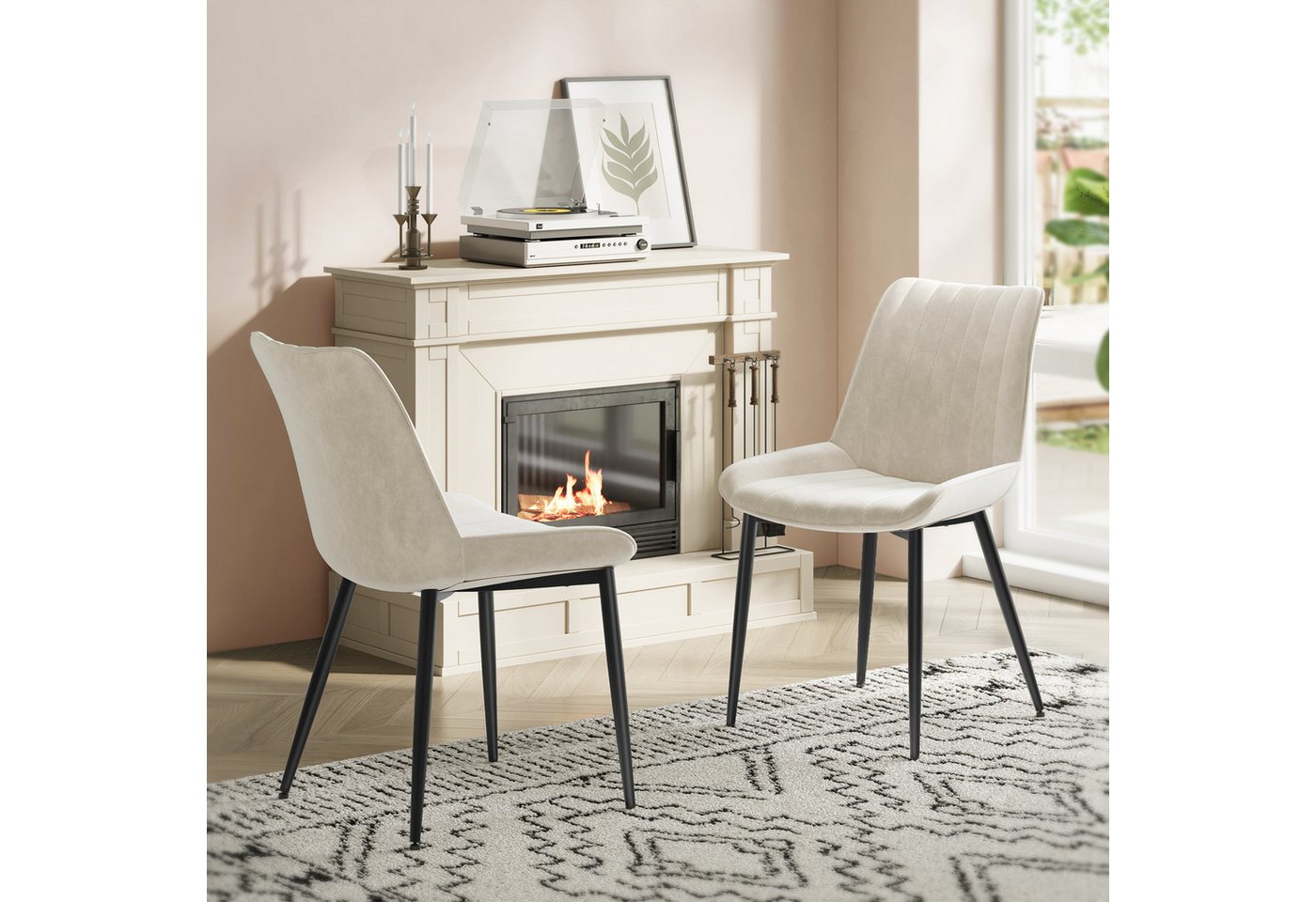 SONGMICS Esszimmerstuhl Stuhlset – Polsterstühle, Moderner Küchenstuhl. Samt (2 St), Küchenstuhl, Samt,Polsterstuhl, bis 120 kg, ERGONOMISCHES DESIGN von SONGMICS
