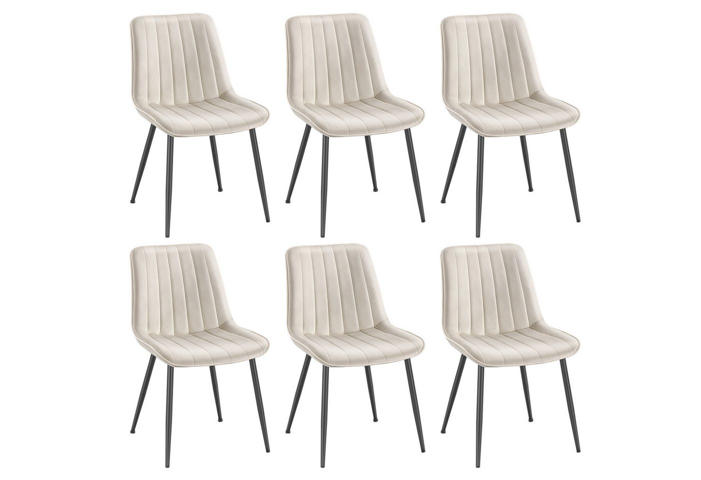 SONGMICS Esszimmerstuhl Stuhlset – Polsterstühle, Moderner Küchenstuhl. Samt (6 St), Küchenstuhl, Samt,Polsterstuhl, bis 120 kg, ERGONOMISCHES DESIGN von SONGMICS