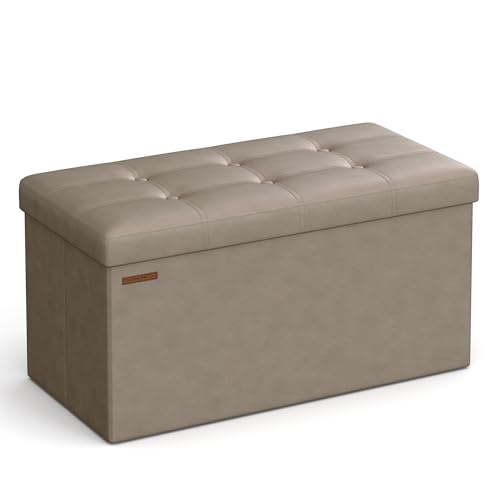 SONGMICS Sitztruhe, Sitzbank, Helltaupe, 38×38×38cm von SONGMICS