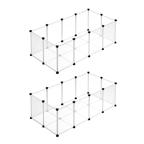 SONGMICS Freigehege mit Bodenplatten, 2er Set, Laufstall, Meerschweinchen Gehege, aus Kunststoff, Gehege für Hamster, Kaninchen, Igel, 125 x 63 x 42 cm, weiß LPC001W02 von SONGMICS