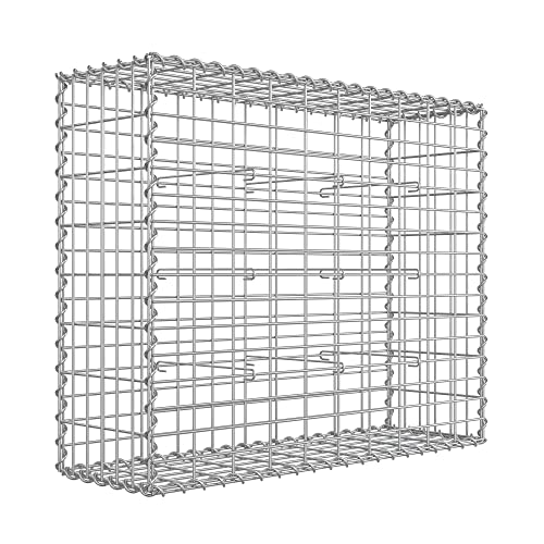 SONGMICS Gabionenkorb, Metall-Steinkorb mit 5 x 10 cm Maschenweite für Mauersteine, verzinkt, Steingabione Mauer, 100 x 80 x 30 cm, Silber GGB183 von SONGMICS