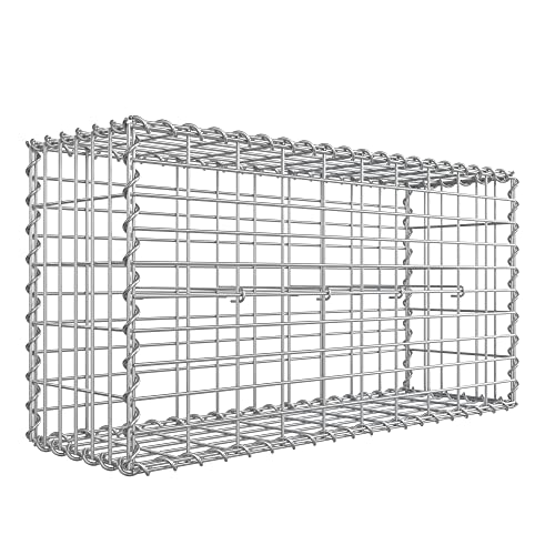 SONGMICS Gabionenkorb, Metall-Steinkorb mit 5 x 10 cm Maschenweite für Mauersteine, verzinkt, Steingabione Mauer,100 x 50 x 30 cm, silber GGB153 von SONGMICS