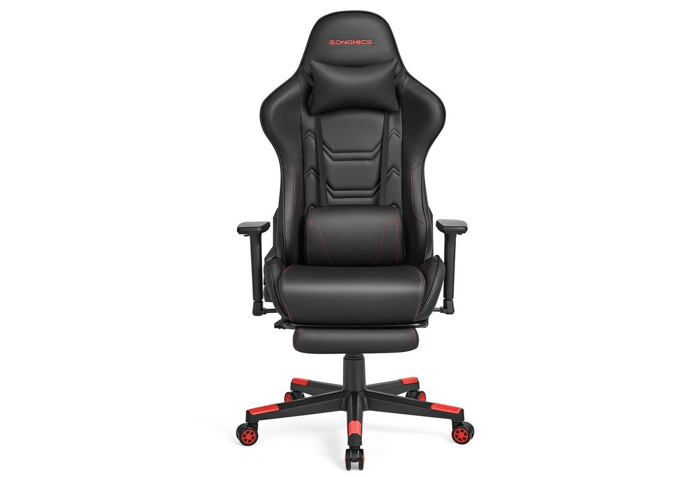 SONGMICS Gaming-Stuhl, Bürostuhl, ergonomisch, Kopfkissen, bis 150 kg belastbar von SONGMICS