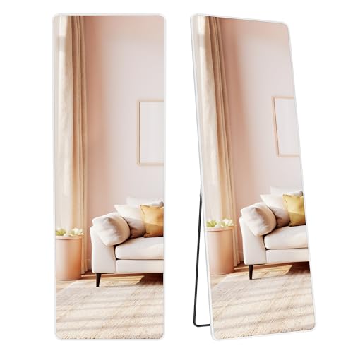 SONGMICS Ganzkörperspiegel, 160 x 50 cm, rechteckiger Standspiegel, Rahmen aus Aluminiumlegierung, Hartglas, für Schlafzimmer, Wohnzimmer, Garderobe, mattweiß LFM030WC01 SONGMICS Ganzkörperspiegel, 160 x 50 cm, rechteckiger Standspiegel, Rahmen aus Aluminiumlegierung, Hartglas, für Schlafzimmer, Wohnzimmer, Garderobe, mattweiß LFM030WC01 von SONGMICS