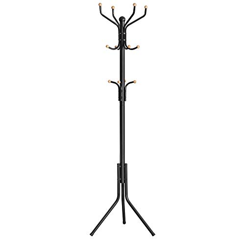 SONGMICS Garderobenständer aus Metall, stabiler Kleiderständer, Garderobe, für Kleidung, Taschen und Hüte, Höhe 182 cm, mit 12 Haken, schwarz RCR19B SONGMICS Garderobenständer aus Metall, stabiler Kleiderständer, Garderobe, für Kleidung, Taschen und Hüte, Höhe 182 cm, mit 12 Haken, schwarz RCR19B von SONGMICS