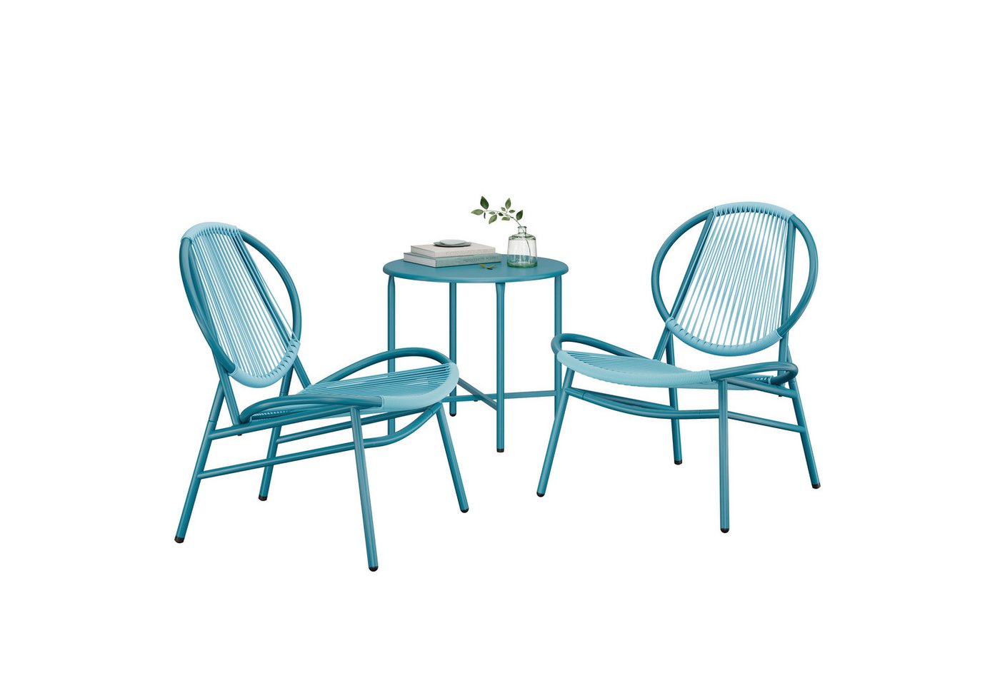 SONGMICS Gartenlounge-Set, (3-tlg., 2 Stühle, 1 Beistelltisch), Gartenmöbel-Set, aus PE-Polyrattan von SONGMICS