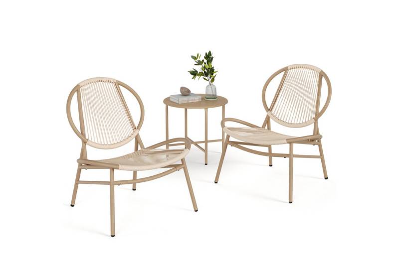SONGMICS Gartenlounge-Set, (3-tlg., 2 Stühle, 1 Beistelltisch), Gartenmöbel-Set, aus PE-Polyrattan von SONGMICS