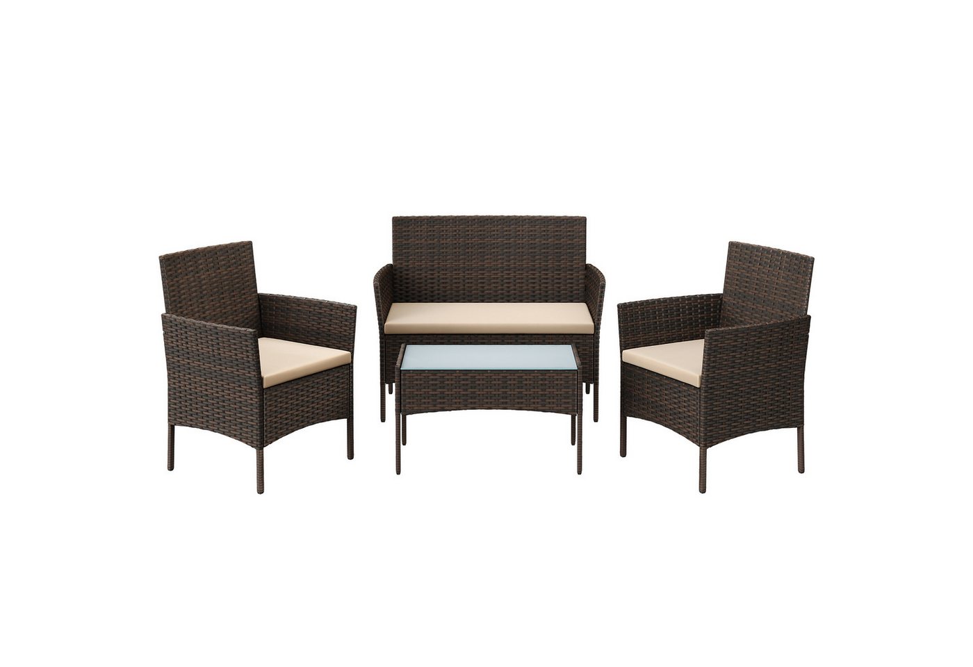 SONGMICS Gartenlounge-Set, (4-tlg), 1 Tisch, 1 Sofa und 2 Stühle, mit Kissen von SONGMICS