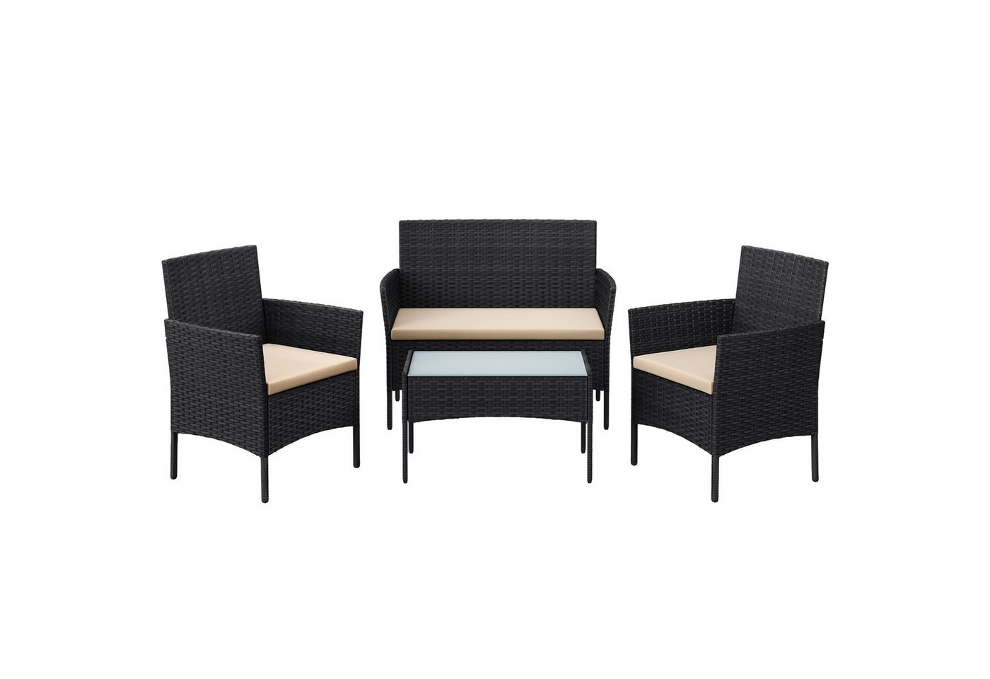 SONGMICS Gartenlounge-Set, (4-tlg), 1 Tisch, 1 Sofa und 2 Stühle, mit Kissen von SONGMICS