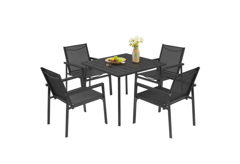 SONGMICS Gartenlounge-Set, (5-tlg), Garten-Essgruppe, mit Tisch und Stühlen, für Terrasse von SONGMICS