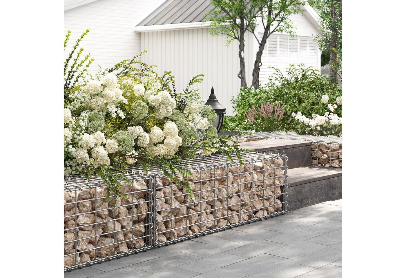 SONGMICS Gartenzaun Gabione, (4-St), Gabionenkorb, Metall-Steinkorb, 100 x 30 x 30 cm von SONGMICS