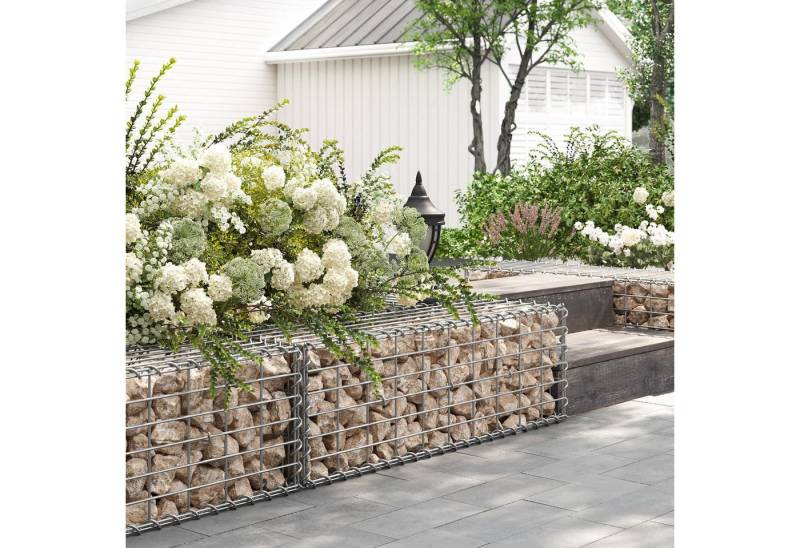 SONGMICS Gartenzaun Gabione, (4-St), Gabionenkorb, Metall-Steinkorb, 100 x 30 x 30 cm von SONGMICS