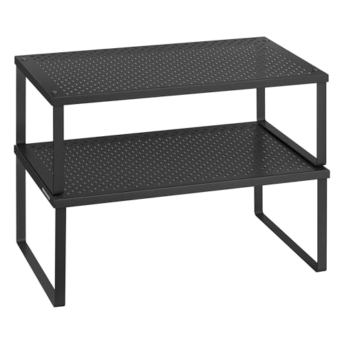 SONGMICS Gewürzregal, 2er Set, Küchenregal, Küchen-Organizer, Küche, Gewürzhalter, erweiterbar, stapelbar, kleines Regal, Metall, tintenschwarz KCS401B01 SONGMICS Gewürzregal, 2er Set, Küchenregal, Küchen-Organizer, Küche, Gewürzhalter, erweiterbar, stapelbar, kleines Regal, Metall, tintenschwarz KCS401B01 von SONGMICS