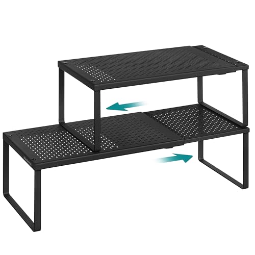 SONGMICS Gewürzregal 2er Set, ausziehbar, Küchen-Organizer, Küchenregal, Schrank-Organizer, Gewürzhalter, Küche, kleines Regal, Metall, Tisch-Organizer, Schuhregal, mattschwarz KCS402B01 SONGMICS Gewürzregal 2er Set, ausziehbar, Küchen-Organizer, Küchenregal, Schrank-Organizer, Gewürzhalter, Küche, kleines Regal, Metall, Tisch-Organizer, Schuhregal, mattschwarz KCS402B01 von SONGMICS