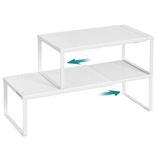 SONGMICS Gewürzregal 2er Set, ausziehbar, Küchen-Organizer, Küchenregal, Schrank-Organizer, Gewürzhalter, Küche, kleines Regal, Metall, Tisch-Organizer, Schuhregal, mattweiß KCS402W01 SONGMICS Gewürzregal 2er Set, ausziehbar, Küchen-Organizer, Küchenregal, Schrank-Organizer, Gewürzhalter, Küche, kleines Regal, Metall, Tisch-Organizer, Schuhregal, mattweiß KCS402W01 von SONGMICS
