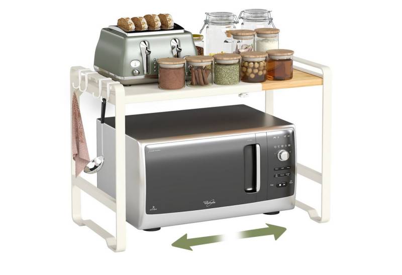 SONGMICS Gewürzregal Erweiterbares Mikrowellen-Regal, Mikrowellenständer, 41,5-64 cm verstellbare Breite, Stahl und Bambus SONGMICS Gewürzregal Erweiterbares Mikrowellen-Regal, Mikrowellenständer, 41,5-64 cm verstellbare Breite, Stahl und Bambus von SONGMICS