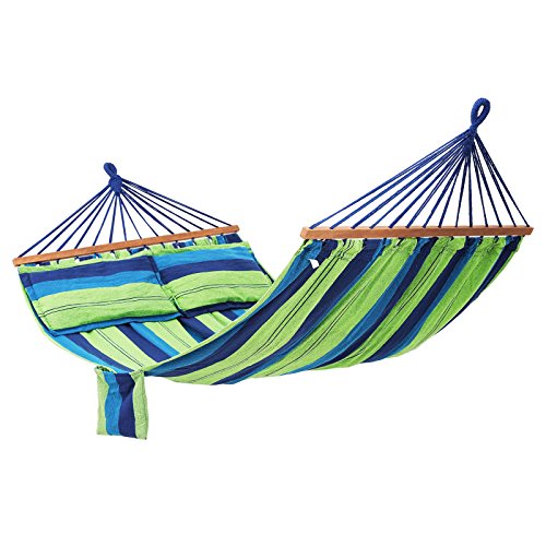 SONGMICS Hängematte mit 2 Kissen, Liegefläche ca. 210 x 150 cm, Belastbarkeit bis 110 kg GDC22L, Large, Blau von SONGMICS