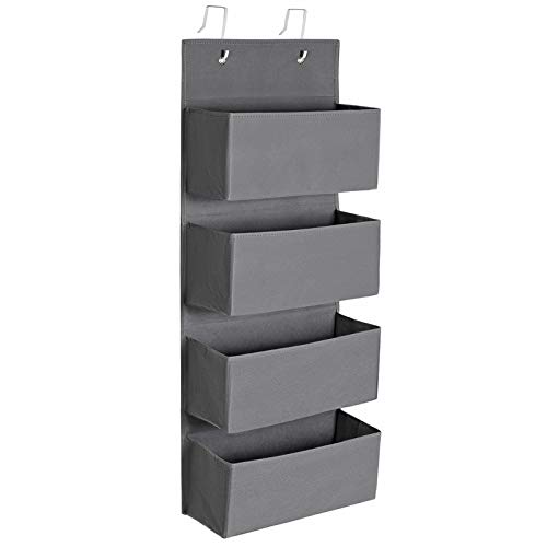 SONGMICS Hängeorganizer mit 4 Taschen, Kleiderschrank-Organizer, Hängeaufbewahrung, Tür-Organizer, Hängeregal Stoff, Schlafzimmer Wohnzimmer, 12 x 33,5 x 100 cm, schiefergrau RDH04G von SONGMICS