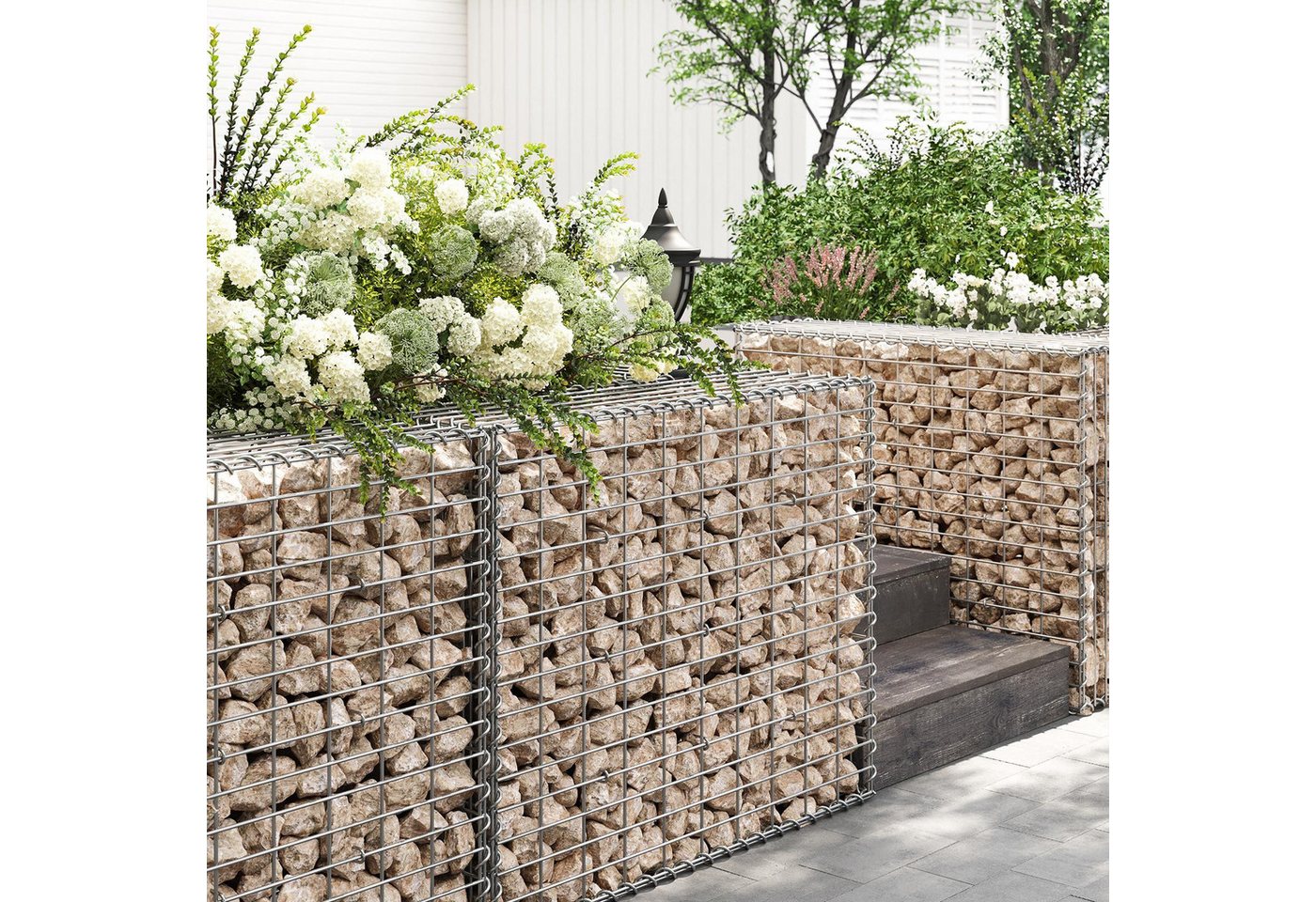 SONGMICS Hochbett Gabione (1-St) 100 x 80 x 30 cm, Gabionenkorb, Metall-Steinkorb, Gabionengitter von SONGMICS