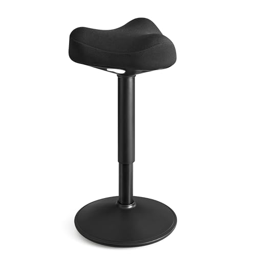 SONGMICS Hocker, Stehhocker um 360° neigbar, Schreibtischstuhl, höhenverstellbar 58-83 cm, großer Sockel, Anti-Rutsch, modern, schwarz OSC008B01 von SONGMICS