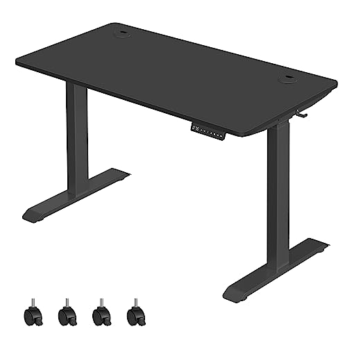 SONGMICS Höhenverstellbarer Schreibtisch elektrisch, 60 x 120 cm Tischoberfläche, Doppelmotor, stufenlos verstellbar, Memory-Funktion mit 4 Höhen, Auffahrschutz, schwarz LSD201B02 von SONGMICS