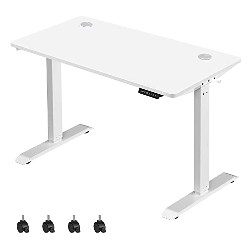 SONGMICS Höhenverstellbarer Schreibtisch elektrisch, 60 x 120 cm Tischoberfläche, stufenlos verstellbar, Memory-Funktion mit 3 Höhen, weiß LSD101W01 von SONGMICS