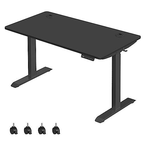 SONGMICS Höhenverstellbarer Schreibtisch elektrisch, 70 x 140 cm Tischoberfläche, Doppelmotor, stufenlos verstellbar, Memory-Funktion mit 4 Höhen, Auffahrschutz, schwarz LSD202B02 von SONGMICS