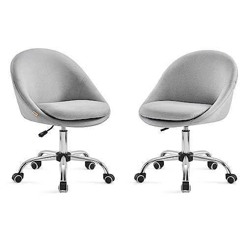 SONGMICS Homeoffice Stuhl, 2er Set, Drehstuhl, Schreibtischstuhl, Schaumstoffpolsterung, höhenverstellbar, für Arbeitszimmer, Schlafzimmer, grau OBG920G01 von SONGMICS