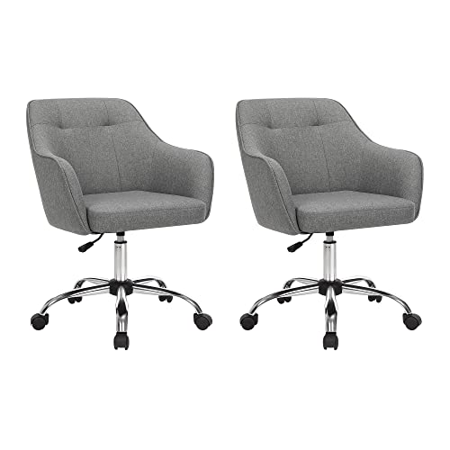 SONGMICS Homeoffice Stuhl, 2er Set, Drehstuhl, Schreibtischstuhl, höhenverstellbar, bis 110 kg belastbar, atmungsaktiver Stoff, für Arbeitszimmer, Schlafzimmer, grau OBG919G01 von SONGMICS
