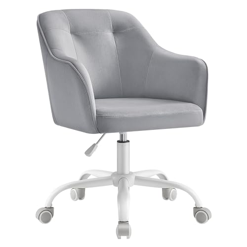SONGMICS Homeoffice Stuhl, Drehstuhl, Schreibtischstuhl, höhenverstellbar, bis 110 kg belastbar, Samt, für Arbeitszimmer, Schlafzimmer, Taubengrau OBG019G03 von SONGMICS