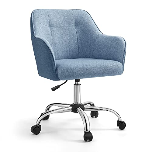 SONGMICS Homeoffice Stuhl, Drehstuhl, Schreibtischstuhl, höhenverstellbar, bis 110 kg belastbar, atmungsaktiver Stoff, für Arbeitszimmer, Schlafzimmer, blau OBG019Q01 von SONGMICS