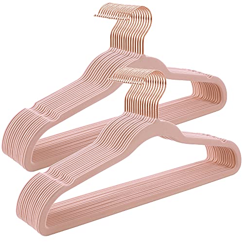 SONGMICS Kleiderbügel Samt, 30er Set, Rosa-Roségold CRF026P30 von SONGMICS