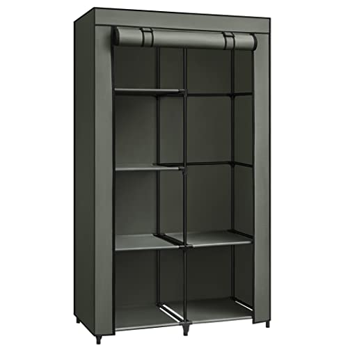 SONGMICS Kleiderschrank, Stoffschrank, 6 Ablagen, Verschiedene Aufbaumöglichkeiten, 88 x 45 x 168 cm, für Schlafzimmer, Ankleidezimmer, salbeigrün RYG084C02 von SONGMICS