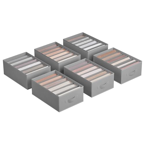 SONGMICS Kleiderschrank-Organizer 6er Set, Aufbewahrungsbox 6 Fächer, Schubladen-Ordnungssystem, Ordnungsboxen faltbar, 42 x 30 x 17 cm, für Hosen, Kleidung, taubengrau RUS009G03 SONGMICS Kleiderschrank-Organizer 6er Set, Aufbewahrungsbox 6 Fächer, Schubladen-Ordnungssystem, Ordnungsboxen faltbar, 42 x 30 x 17 cm, für Hosen, Kleidung, taubengrau RUS009G03 von SONGMICS
