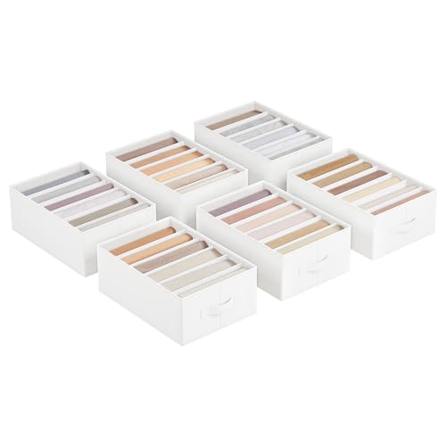 SONGMICS Kleiderschrank-Organizer 6er Set, Aufbewahrungsbox 6 Fächer, Schubladen-Ordnungssystem, Ordnungsboxen faltbar, 42 x 30 x 17 cm, für Hosen, Kleidung, wolkenweiß RUS009W03 SONGMICS Kleiderschrank-Organizer 6er Set, Aufbewahrungsbox 6 Fächer, Schubladen-Ordnungssystem, Ordnungsboxen faltbar, 42 x 30 x 17 cm, für Hosen, Kleidung, wolkenweiß RUS009W03 von SONGMICS