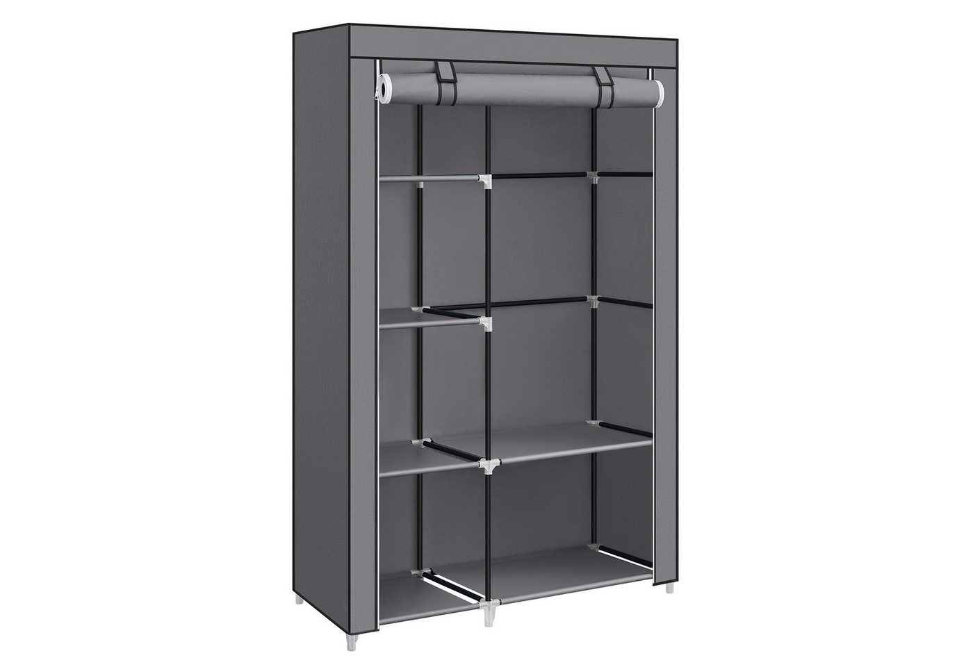 SONGMICS Kleiderständer Kleiderschrank, Garderobe, mit 1 Kleiderstange, 6 Ablagen, Vliesstoff von SONGMICS