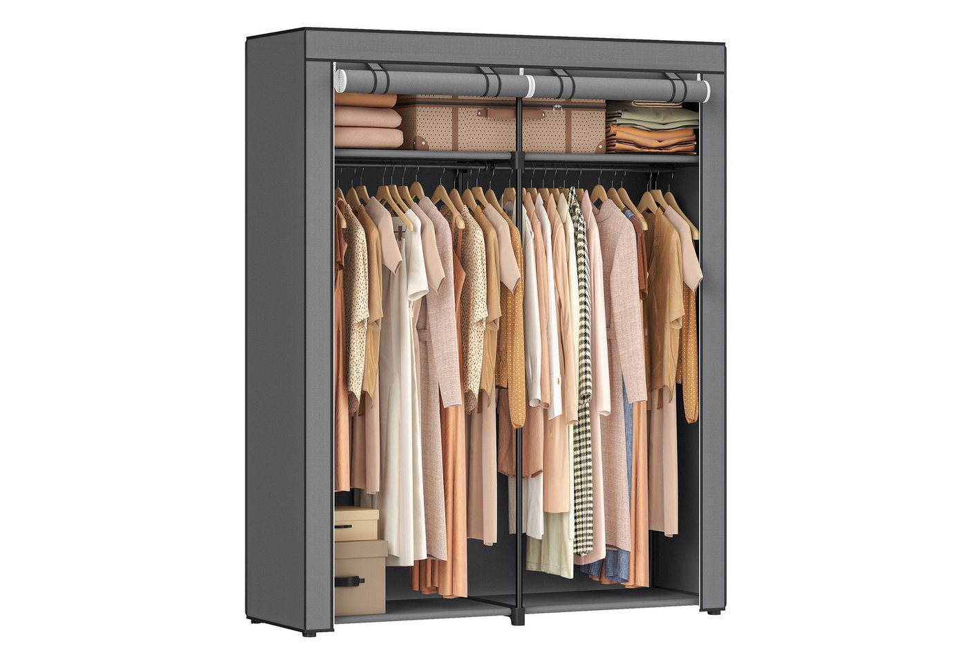 SONGMICS Kleiderschrank mit 2 Kleiderstangen, faltbar, 43 x 140 x 174 cm von SONGMICS