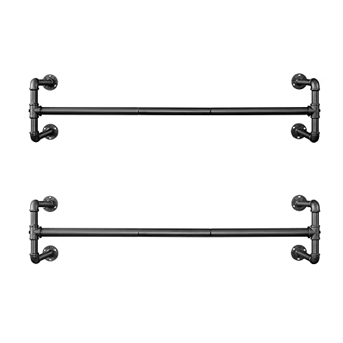 SONGMICS Kleiderständer für die Wand, Kleiderstange im Industrie-Design, 2er Set, Wandmontage, bis 60 kg belastbar, 110 x 30 x 29,3 cm, einfache Montage, schwarz HSR64BK-02 von SONGMICS