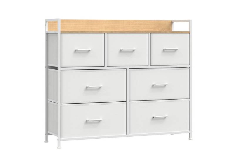 SONGMICS Kommode, Schrank, 7 Schubladen mit Griffen, Industrie-Design,98×85×28.5cm von SONGMICS