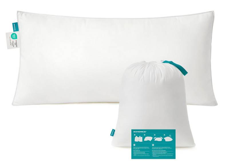 SONGMICS Kopfstützkissen Kopfkissen, 1-tlg., 1-tlg, 40 x 80 cm, Füllung 800 g, maschinenwaschbar, mit Aufbewahrungstasche von SONGMICS