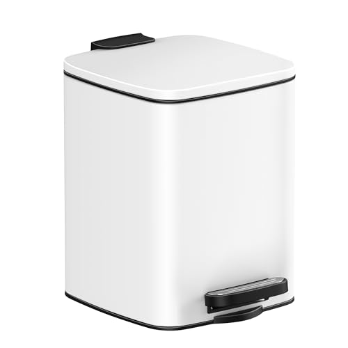 SONGMICS Kosmetikeimer, 6 Liter, Mülleimer Bad, kleiner Abfalleimer, Tretmülleimer, mit Pedal, für kleine Räume, mit Deckel, Softclose, Stahl, weiß LTB590W0602 SONGMICS Kosmetikeimer, 6 Liter, Mülleimer Bad, kleiner Abfalleimer, Tretmülleimer, mit Pedal, für kleine Räume, mit Deckel, Softclose, Stahl, weiß LTB590W0602 von SONGMICS