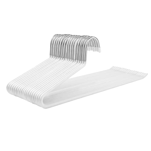 SONGMICS Hosenbügel, 20er Set, Kleiderbügel Hosen, offenes Ende, multifunktional, rutschfest, platzsparend, Länge 38 cm, weiß CRI004WT-20 von SONGMICS