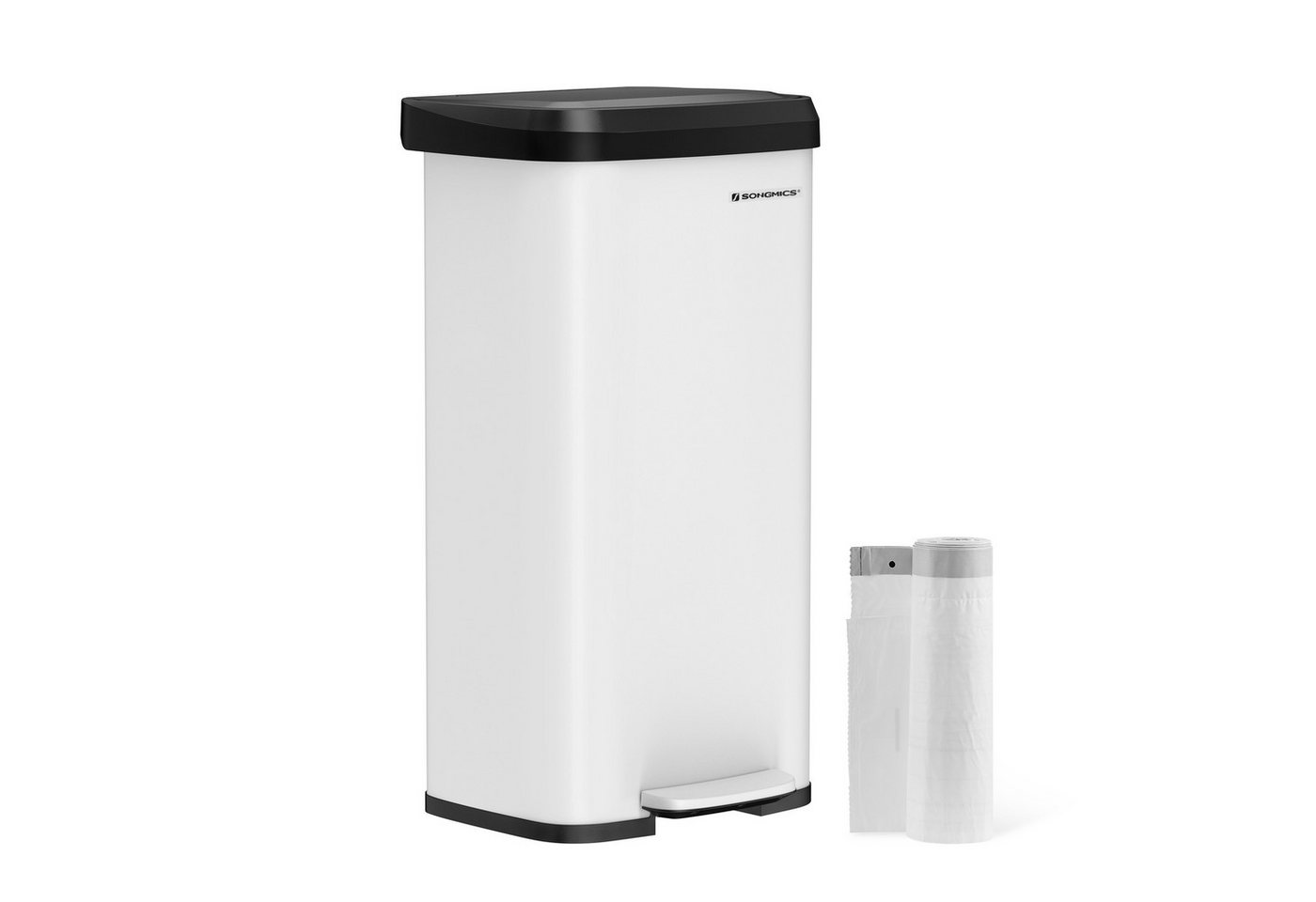 SONGMICS Mülleimer, 68 Liter, Abfalleimer Tretmülleimer aus Metall hoch von SONGMICS